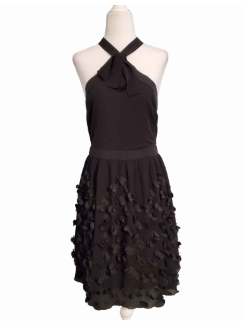 Endless Rose Black Halter 3D Floral Appliqué Coquette Dress, size M